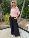 Italian Wide Leg Pant With Belt | PA265