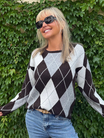 Fabulous Argyle Crewneck Sweater | SW267