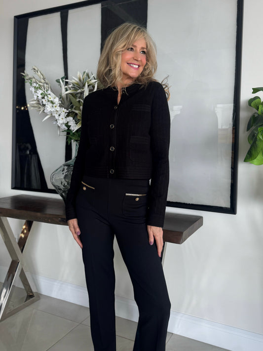 Elegant Gold Trim Pull-On Pants | R215