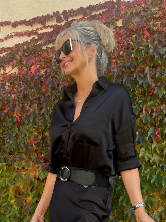 Satin Button-Up Top | T250