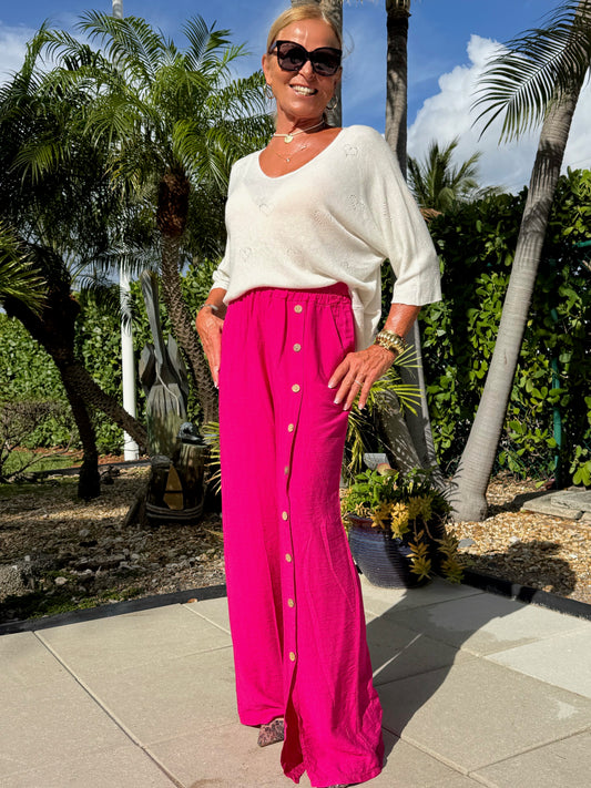 Stunning Italian Pant With Full Length Button Detail | PA271