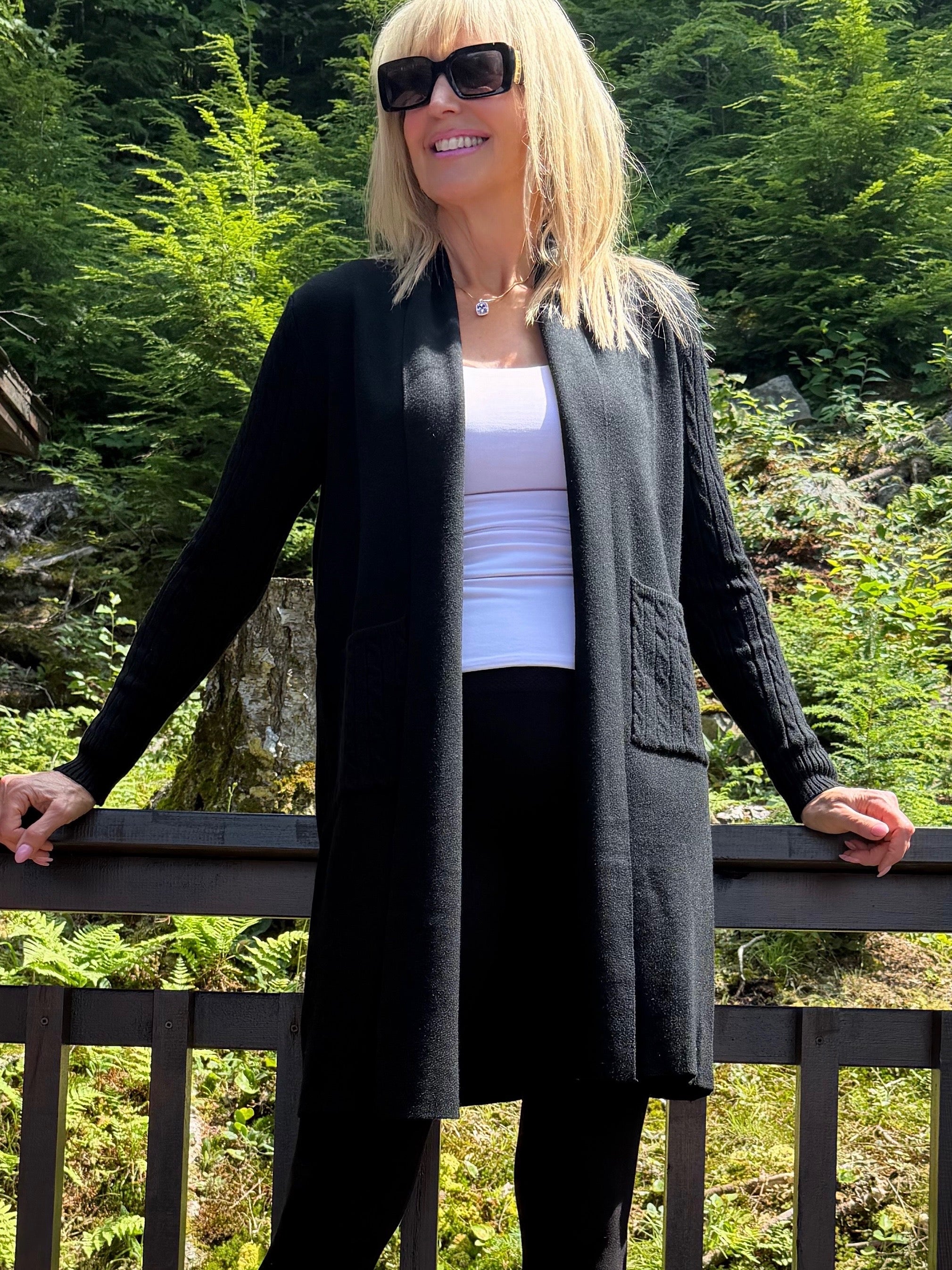 Cozy Luxe Cardi With Cable Knit Detail | C232 – Artizan