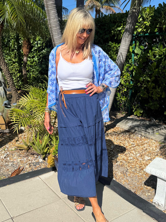 Sisterhood Fave Italian Boho Skirt With Belt | SK222