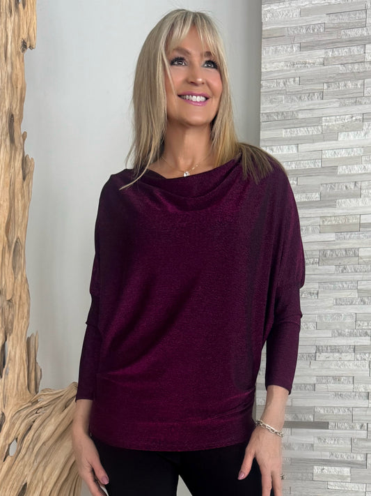 Italian Sparkle Dolman Sleeve Top | T268