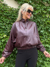 Faux Leather Mock-Neck Bomber Jacket | R298