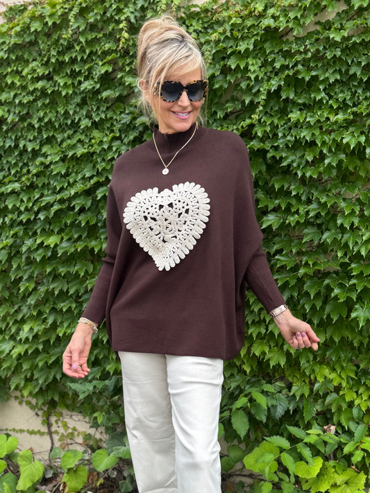 Heart Fashionable Mock Neck Sweater | SW203