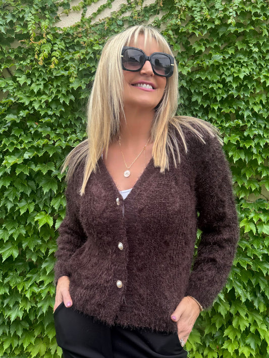 Luxurious Eyelash Cardi With Decorative Buttons | C204