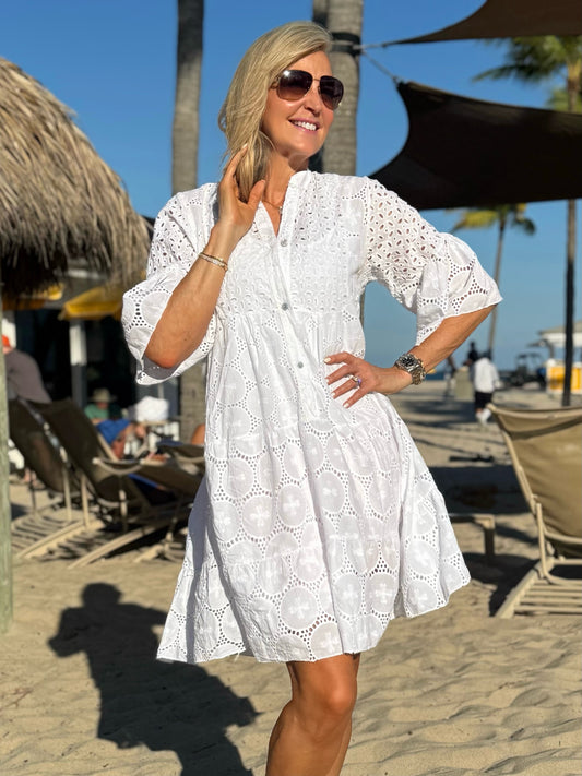 100% Cotton Italian Eyelet Dress | D207