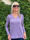 Beyond Basic V-Neck Top With Pleats On Shoulder | T355