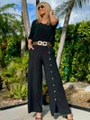 Stunning Italian Pant With Full Length Button Detail | PA271