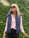 Quilted Puffer Vest With Removable Hood | V201