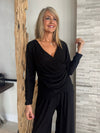 Italian Tummy Flattening Faux Wrap Sparkle Top | T266