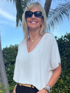 Hi-Low Lightweight V-Neck Top | T335