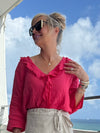 100% Linen Bella Ruffle Top | T313