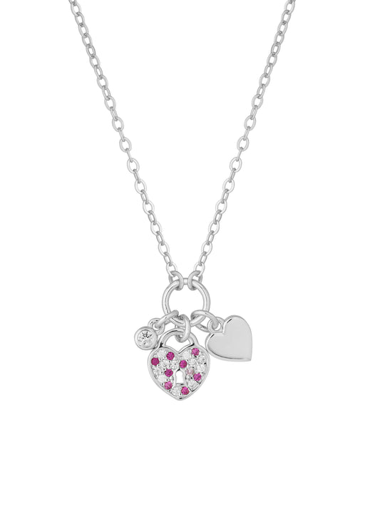 Love Lock Charm CZ Necklace