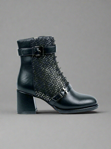 Suede & Faux Leather Boot With Heel | BT203