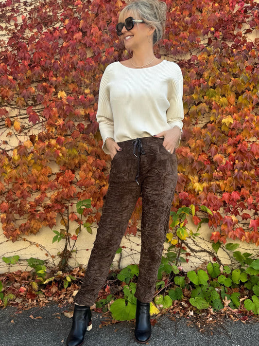 Crushed Velour Italian Joggers | PA239