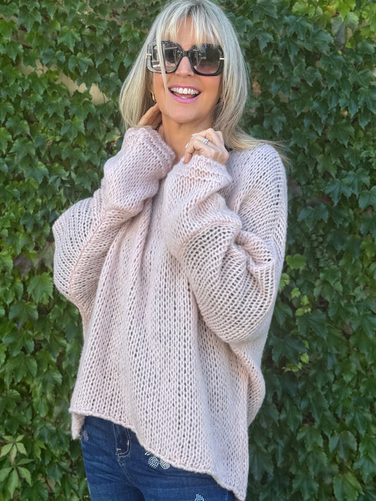 Italian Chunky Knit Oversized Boyfriend Sweater | SW270