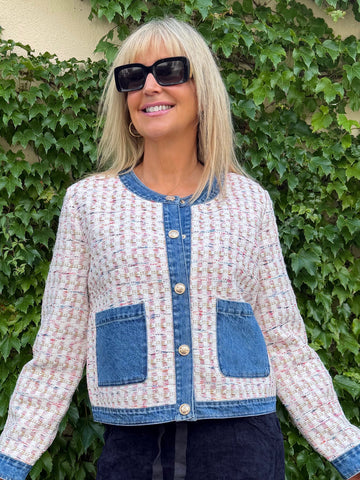 Bouclé Jacket with Denim Contrast | JK245