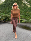 Edit 57 Satin Chocolate Brown Skirt | R309