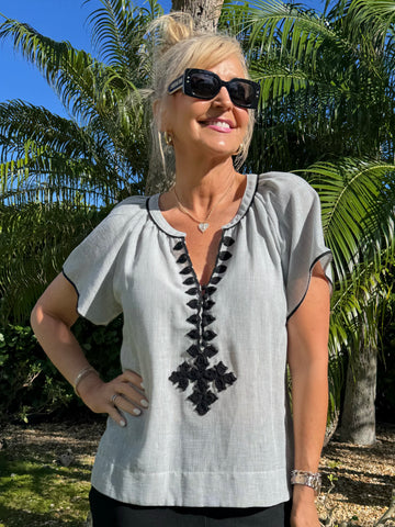 Cool Girl Contrast Detail Blouse | T284