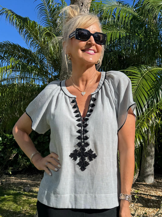 Cool Girl Contrast Detail Blouse | T284