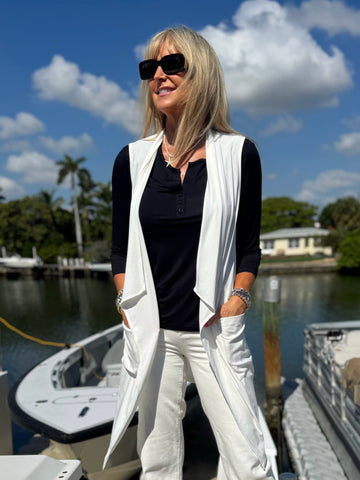 Flattering ITY Fabric Open Vest | V213