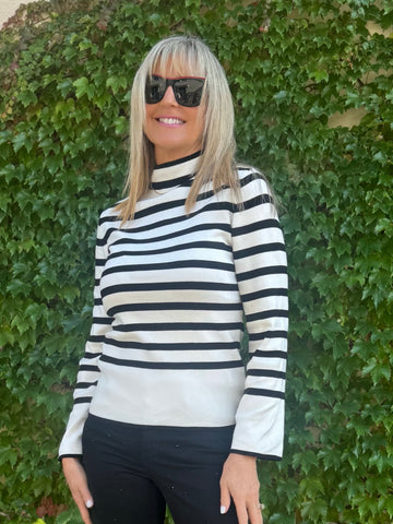 Striped Mock Neck Sweater | SW229