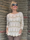 Italian Ultra-Soft Sweater With Scalloped Glitter Detail | SW255
