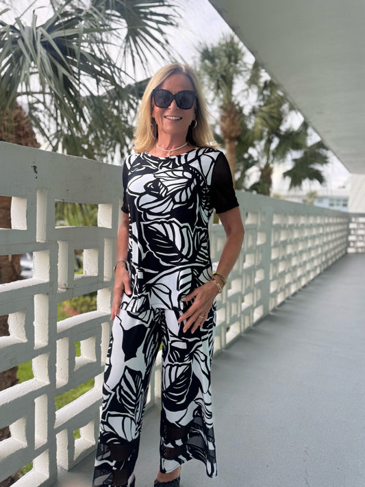 Print Pull-On Pant With Mesh Detail | PA260 (Pre-Order)