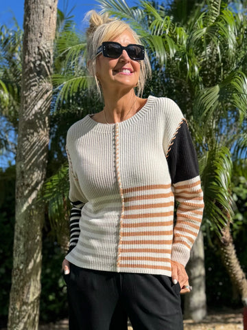 Multi Striped Textured Sweater | SW257