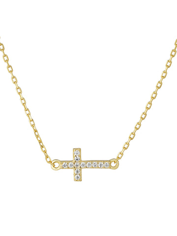 Dainty Mini Cross CZ Necklace