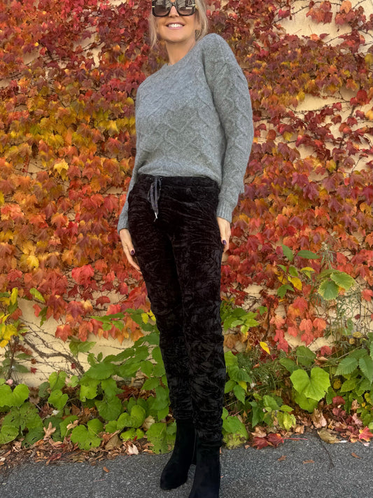 Crushed Velour Italian Joggers | PA239