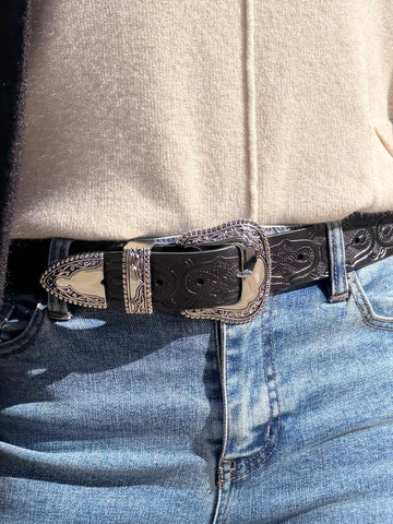 Embossed Leather Western Belt | BLT127