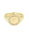 Belle Initial Signet CZ Ring