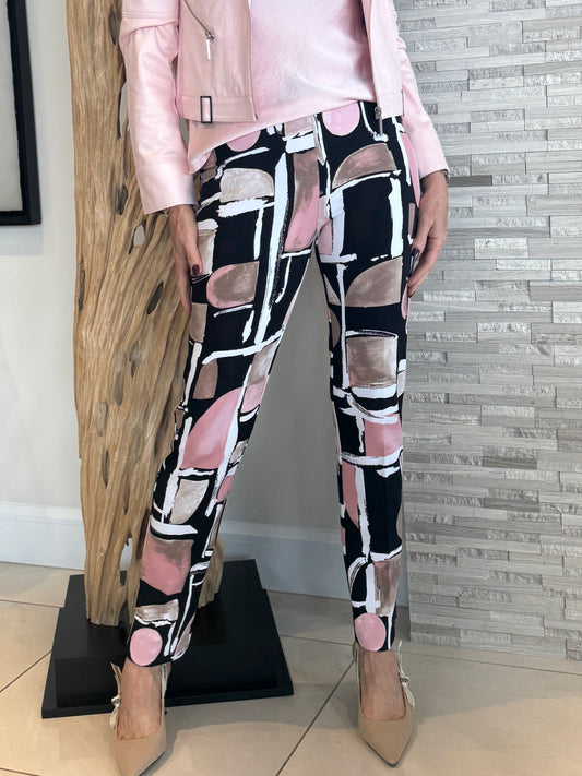 Abstract Print Straight Pull-On Pant | R241