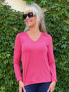 Beyond Basic V-Neck Top With Pleats On Shoulder | T355