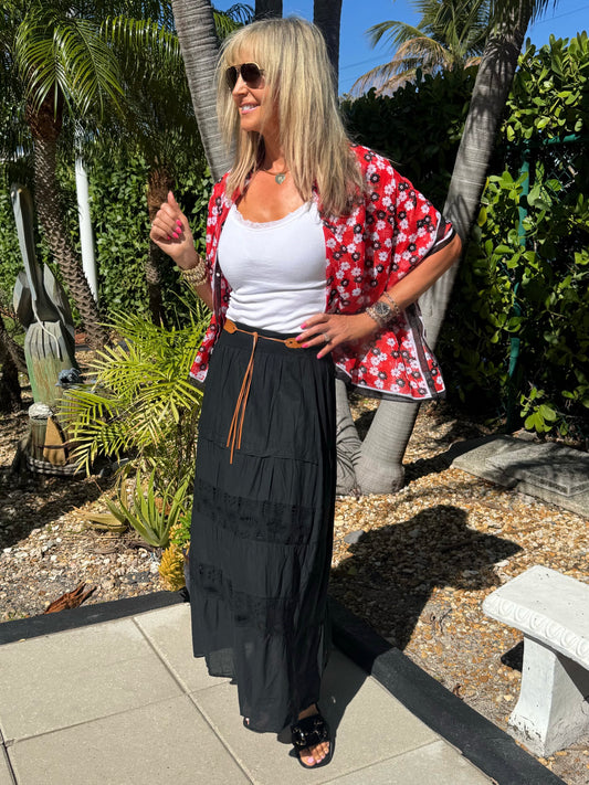 Sisterhood Fave Italian Boho Skirt With Belt | SK222