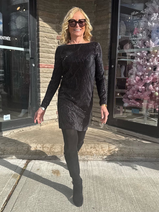 Sequin Velvet A-Line Dress | D203