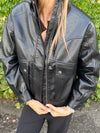 Faux Leather Mock Neck Jacket | JK253