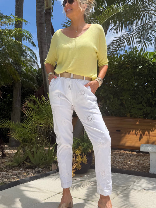 Italian Joggers With Design & Belt | PA277