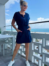 Quarter Zip Athleisure Dress With Drawcord | D228