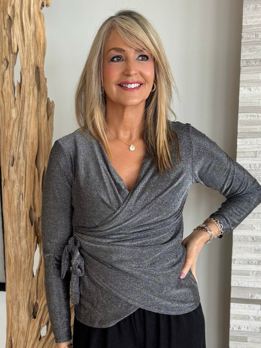 Italian Flattering Wrap Bow Top | T267