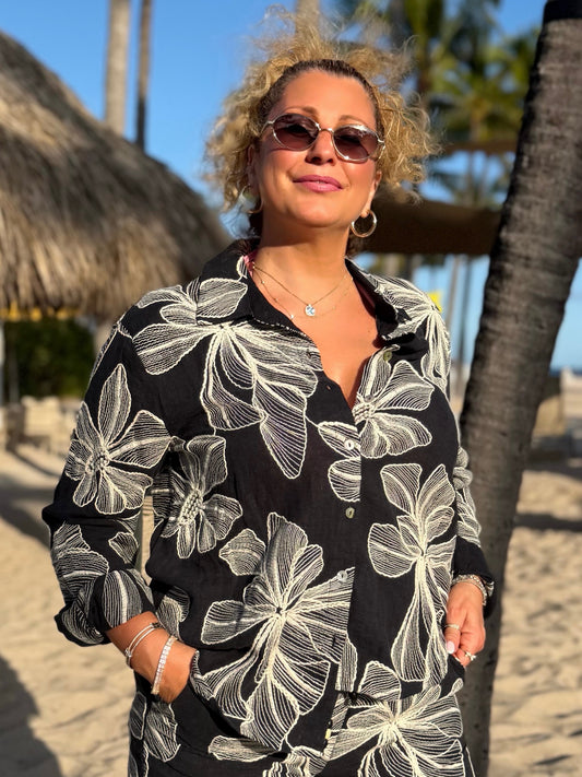 Palm Spring Button Up Blouse | T294