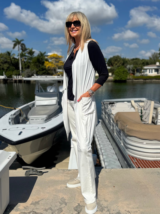 Flattering ITY Fabric Open Vest | V213