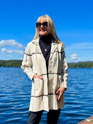 Luxe Window Pane Sweater Cardi | C208