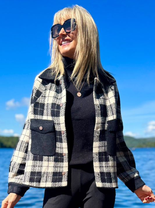 Boucle Plaid Contrast Pocket Jacket | JK212