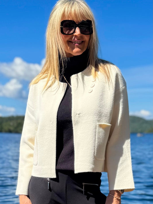 Classy Lady Knit Jacket With Button Details | JK213