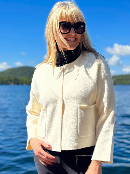 Classy Lady Knit Jacket With Button Details | JK213