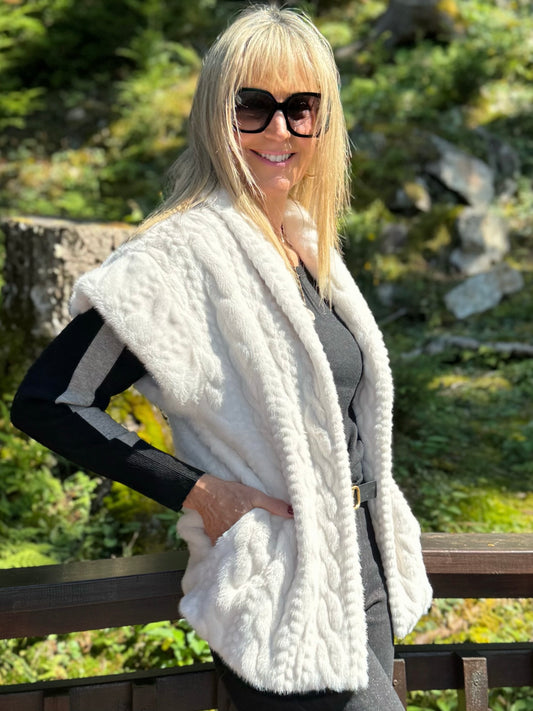 Faux Fur Cable Design Vest | V204